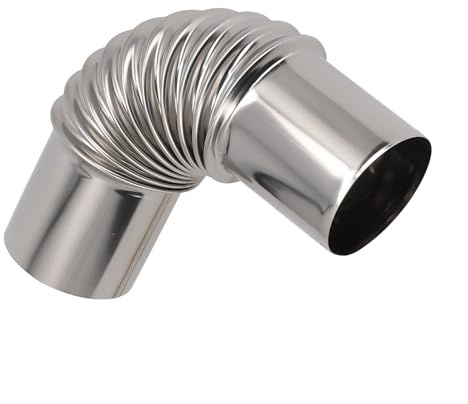 Besttoolifes Rivestimento del camino a gomito in acciaio inossidabile a 90 gradi, curva del tubo della stufa a canna fumaria, diametro 50 mm, per stufa a legna, tenda calda, collegamento riscaldatore