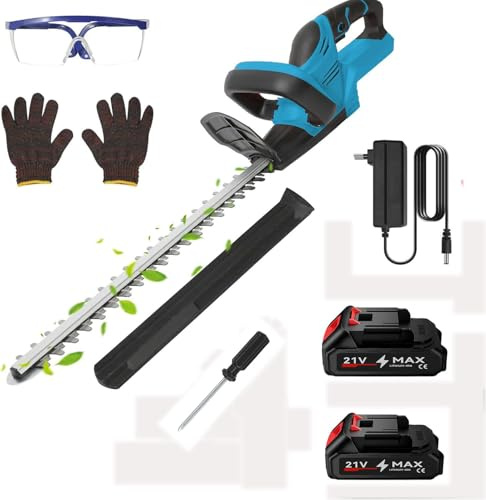 Taille-haie Professionnel sans Fil 21V avec 2 Batteries de 1500mAh*10, 1500rpm, Diamètre de Coupe 3-4in, Taille Haie Batterie pour DéSherberger, éLaguer Les Arbres, Arbustes, Jardin (Vert)