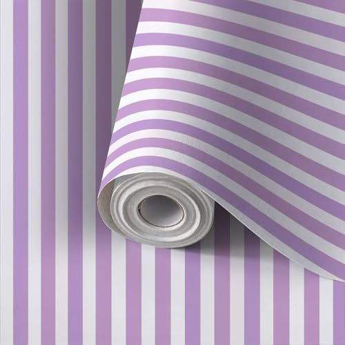 Peel and Stick Wallpaper Self Adhesive Wall Mural Seamless Geometric Stripes Lavender Purple for Decor Textiles Contact Paper Renter Friendly Wallpaper for Kitchen Nursery Bedroom 17.7x118