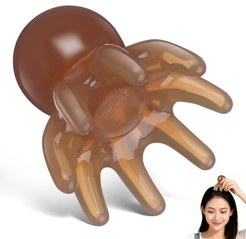 Outanaya Peigne de Massage Tête Forme Pieuvre Résine Jade Stimulateur Chevelu Portable Outil Détente Antichute Cheveux Masseur Crânien Compact pour Voyage