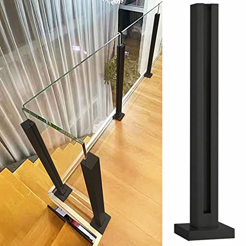 Kit per balaustra in vetro in acciaio inox 304 – ringhiera quadrata per scale interne e corridoi – Sistema moderno con pannelli in vetro, soluzione di sicurezza durevole ed elegante