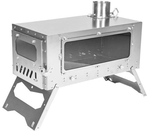 Hot Tent Stove - Lightweight Titanium Wood Burning Stove with Removable Oven for Backpacking, Camping, Cooking, Baking, and Heating