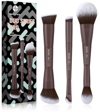 EIGSHOW Set 3 Doble Punta Brochas De Maquillaje Rostro Profesional, Marrón
