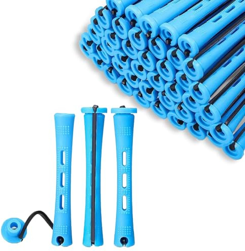 60 Pieces Small Size Hair Curlers Rollers,0.35 Inch Hair Rollers,Blue Perm Rods Perm Kit,Home Perm Kits for Women,Perm Kit Short Hair Men for Natural Hair Long Short Hair Styling Tool Hair Curlers