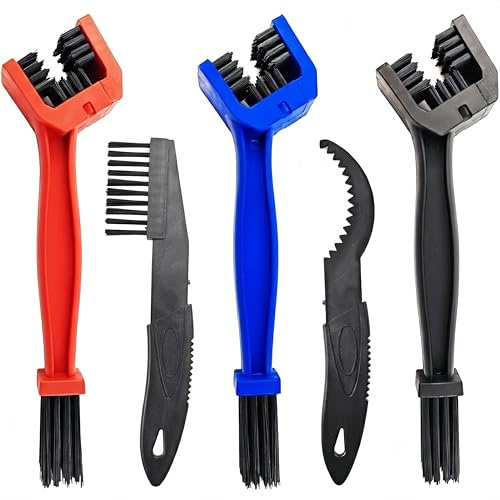 5-Piece Bike Chain Cleaner Kit - Motorcycle Chain Brush & Bicycle Drivetrain Cleaning Brush Set, Sprocket Scraper, Detail Brushes for MTB Road Bike Motorcycle - Easy Use No Chain Removal Required