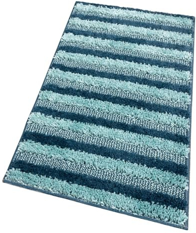 emmevi Tappeto Bagno Doccia Scendiletto Morbido Shaggy Assorbente Antiscivolo Lavabile 50x80 Cm Blu