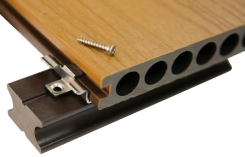 Kit Pavimento Decking WPC Ercole 3 mq Bicolore Ipe Teak con Clip e Profili, Pavimentazione da Esterno Antiscivolo per Giardino, Terrazzo e Bordo Piscina