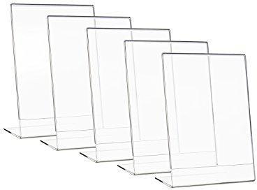 HMF 46932 Acryl Tischaufsteller schräg | 5 Stück | DIN A5 Hochformat | Glasklar