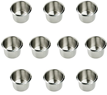 Yuanhe Lot of 10 Stainless Steel Drop-in Poker Table Cup Holders, Drink Holders, Small