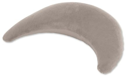 Theraline Plüschmond Stillkissen, Kopfkissen und Nackenkissen mit Perlen, ergonomisches Kissen zum Stillen, Schlafen und Lesen, Stillmond mit Plüsch, Mondkissen waschbar bis 40°C (Taupe)