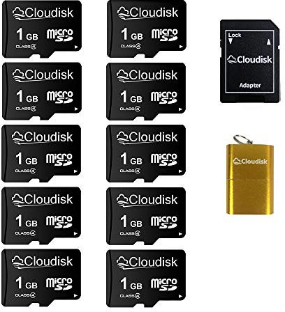 10Pack Tarjeta Micro SD de 1 GB con Adaptador MicroSD 1X + Lector de Tarjetas USB 1X para la cámara de la computadora