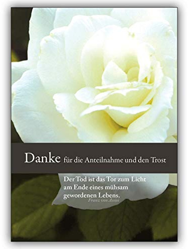 Kartenkaufrausch 4 Trauer Dankeskarten (4er Set): Danke für die Anteilnahme und den Trost - Dankeskarte Trauer mit schöner Rose | Danksagung Premium-Trauerkarten-Set mit Umschlägen