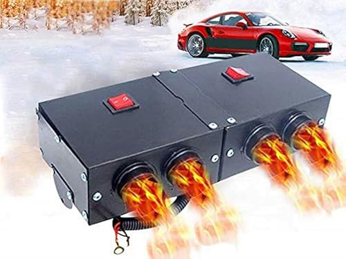 MASO 12V Windshield De-Icer 500W Cigarette Lighter Heater 2 in 1 Car Portable Heater and Cooling Fan with Purification for Winter 4 Holes