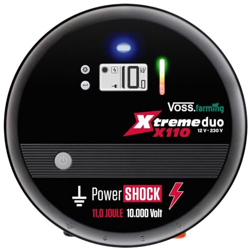 VOSS.farming 12V-230V Weidezaungerät Xtreme X110 10.000 Volt, 11 Joule, Profi-Weidezaungerät, Ultra stark, Galloway Rind, Geflügel, Hirsch, Pferd