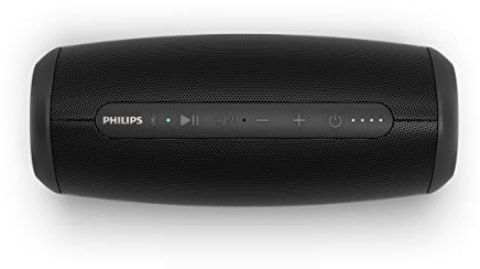 Philips S5305/00 Altavoz Bluetooth, Altavoz Inalámbrico con micrófono Integrado (Bluetooth 5.0, Impermeable, 12 Horas de autonomía, Luces LED Multicolor) - Color Negro, Modelo de 2020/2021