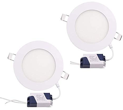 BZ 2 Packs LED Recessed Ceiling Light, 3W Round Panel Lamp Ultra-Slim Downlight IP44 Cool White 6000K