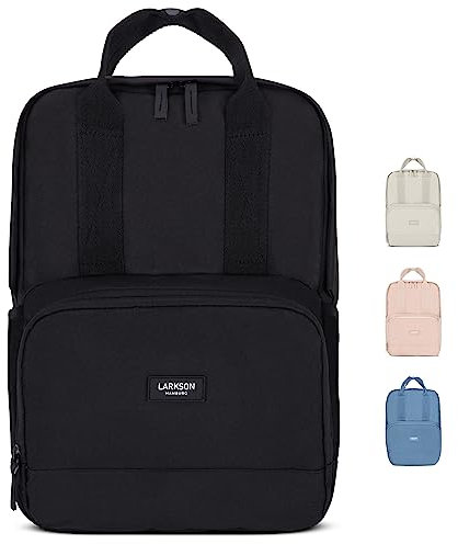 LARKSON Rucksack Damen & Herren Schwarz - No 6 - Daypack mit 16 Zoll Laptopfach - Rucksäcke für City Schule Business - Schulrucksack Mädchen Teenager - Wasserabweisend