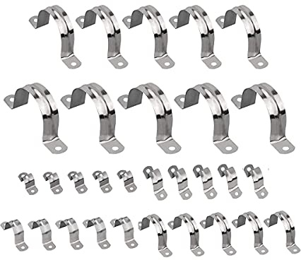 SyiXute 30 Stück Rohrschelle 304 Edelstahl,Befestigungsschelle Ø50 Ø40 Ø35 Ø32 Ø25 Ø20 mm U-Rohrschelle,Zweiloch-Rohrschellen zur Befestigung der Halterung von Wasserrohr und Gasrohr