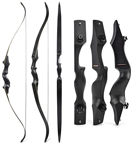 ZSHJGJR 60 Zoll Recurvebogen 25-65 lbs Jagdbogen Erwachsene Bogenschießen Recurve Bow Rechtehand für Jagd Praxis Erwachsene Outdoor Sports (60lbs)