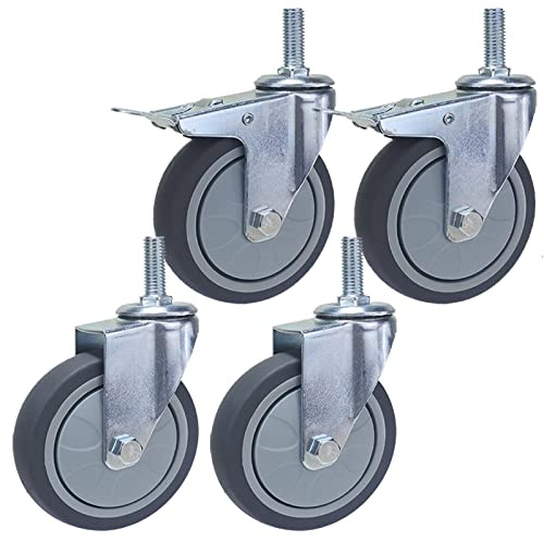 Lenkrollen Mit M12 Gewinde Und Bremse, 75mm 100mm Rollen Für Möbel - Geräuscharm/Stoßdämpfung, Vorbau Lenkrollen Gewindedurchmesser: 12mm, Länge 30mm（Ein Satz Von 4 Stück） ( Size : Ø 4 M12x30mm )