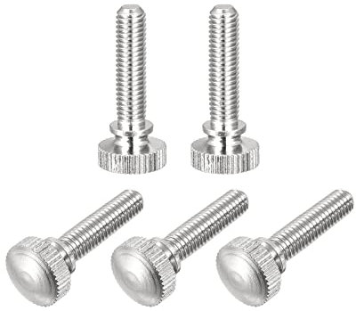sourcing map Knurled Thumb Screws, M5x20mm Brass Shoulder Bolts Grip Knobs Fasteners, Nickel Plated 5Pcs