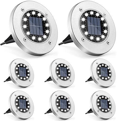 ONSTUY Solar Bodenleuchten,12 LEDs Solarleuchte für Garten Solar Außenleuchte IP65 Wasserdicht Solar Gartenleuchte für Rasen/Auffahrt/Gehweg/Patio/Garden Solarleuchte Kaltes Weiß(8 Stück)
