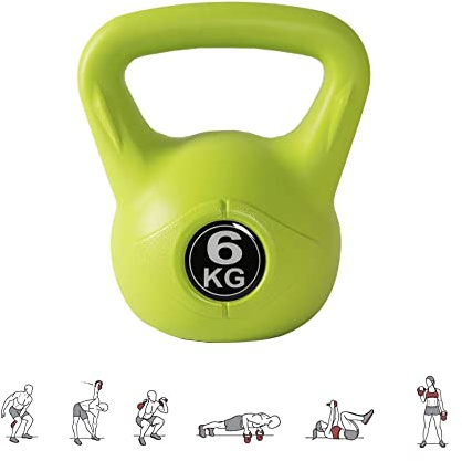 Pesa Rusa de 6 kg. Pesa Kettlebell de Hormigón con Mango Ergonómico. Mancuerna Kettlebell para Entrenamiento Muscular en Casa y Gimnasio.