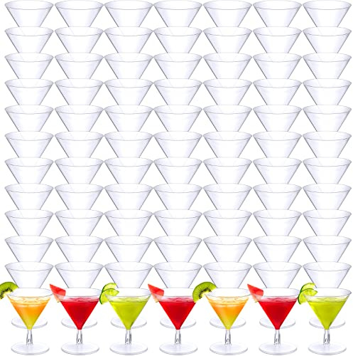 Rtteri 250 Pcs Mini Martini Glasses Plastic 2 Oz Disposable Mini Margarita Cups Clear for Weddings Party Wine Cocktails Drinks Desserts (Martini)