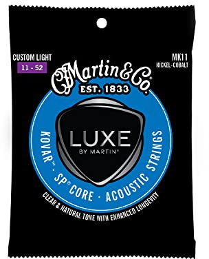 MARTIN Cuerdas para guitarra acústica Luxe By Martin Kovar, aleación ligera de níquel-cobalto, Superior Performance Core, Custom Light 11-52 (MK11)