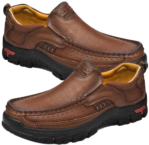 Aocase Mocassins Slip on Loafers en Cuir Mocassins Homme Plates Décontractées Chaussures à Enfiler Chaussure Bateau Confortable Respirantes Loafers Sneaker,Marron,43/265mm