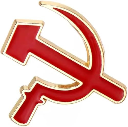 Broche en émail communiste en forme de marteau faucille avec logo - Broche vintage créative Union soviétique Russie - Cadeau pour vêtements de fête - Décoration de sac à dos, Métal
