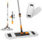 Myiosus Large Flat Mop, 60cm Industrial Floor Mop with 2 Reusable Cotton Pads & 126cm Telescopic Handle, Commercial Dry/Dust Mops for Hard Floor Laminate Wooden Vinyl Tile Cleaning