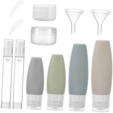 FRCOLOR 1set Bottiglie Ricaricabili Silicone Per Contenitori Compatti Per Cosmetici Colori Sicuri e Riutilizzabili Per Toiletries e Shampoo