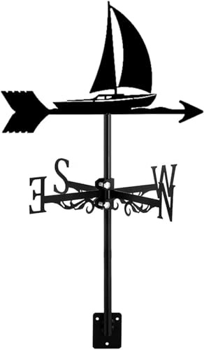 Dachhalterung im Segelboot-Stil, Wetterfahne, Schiffsdekoration, Windrichtungsanzeiger-Set, Outdoor-Garten, Rasen, Metallhalterung, Windfahnen-Schlaufe