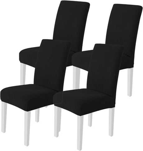 Ystyle Stretch Stuhlhussen 4er Set, Stuhlbezug Elastisch Abnehmbarer Waschbarer, Stuhlbezüge Chair Cover Langlebig Universal, Für Hotel Bankett Küche Restaurant Hochzeit Party, Schwarz