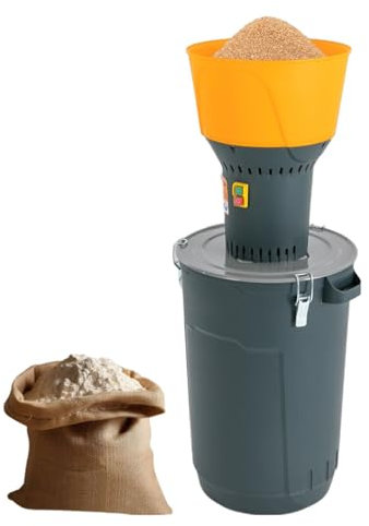 QUIOTUIR Moulin À Céréales Électrique 220 V Avec Entonnoir Et Récipient De Récolte, 400 Kg/h Agriculture, Broyeur Avec 5 Tamis Pour Riz, Maïs, Céréales, Café, Blé
