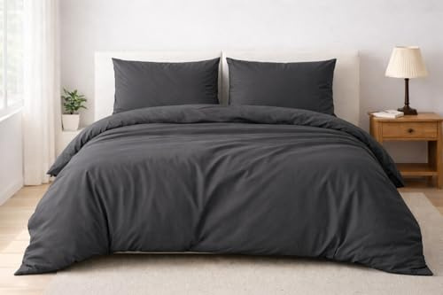 Softex Royal Bettwäsche 155x220 cm Mikrofaser – 2-teiliges Bettwäsche Set, ÖKO-TEX Zertifiziert, extra weich & bügelfrei, hautfreundlich, Bettbezug 155x220 cm + Kissenbezug 80x80 cm, Anthrazit
