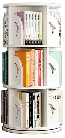YTGHBIML Bücherturm Freistehend 360° drehbares Bücherregal, rundes stehendes Bücherregal, Bücherregal mit großer Kapazität, mehrschichtiger Bücherregal-Organizer für Kinder perfekte Darstellung