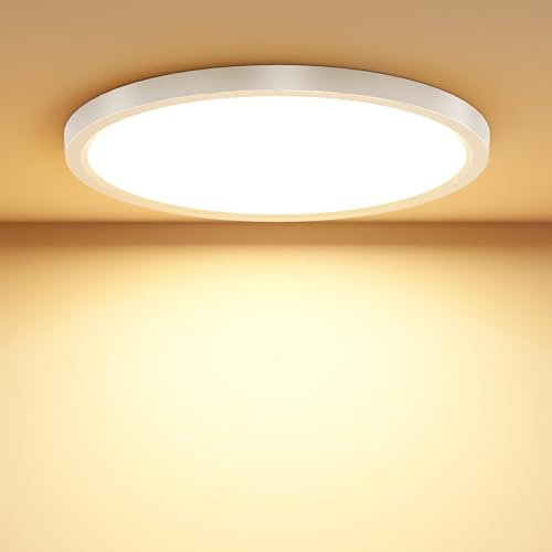 Taipow 18W 2448LM 3000K Plafoniera Led Soffitto Moderna, IP44 Lampada da Soffitto Rotonda per Garage Corridoio Bagno Camera da letto Cucina Seminterrato Ø22CM