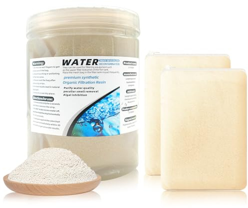 WDEFUN Aquarium Filter Media, 300 ml 2 Packs with Free Mesh Bag Organic Filtration Resin, Remove Driftwood Tannins Suitable for Freshwater and Saltwater Fish Tank