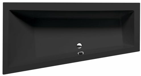 Badewanne ANDRA 180x90cm schwarz matt, Ausführung Links mit Wannenfüssen