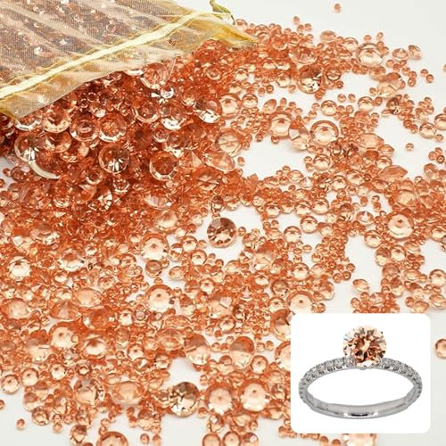 LINGJIA 4000 Piezas Piedras Decorativas, Cristales para Manualidades, Cristales Decorativos, Arena Decorativa de Cristal, Piedras Decorativas, Cristales Acrílicos, Fiestas Boda Navidad (Oro Rosa)