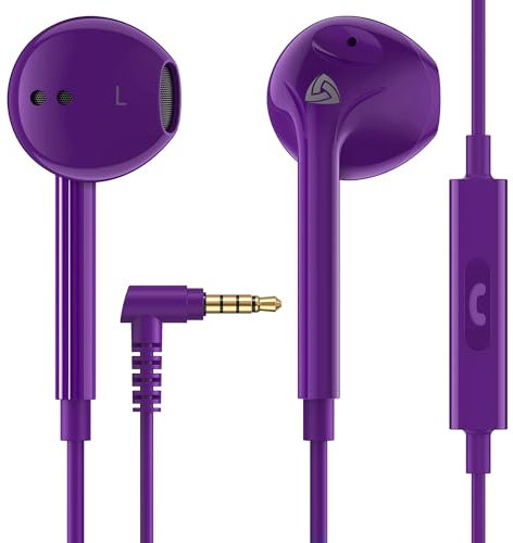 LUDOS Zenith Écouteurs, Garantie 2 Ans, Écouteur Intra-Auriculaires Filaires, Casque avec Microphone, Compatible avec Tablettes et Ordinateurs Portables Samsung, Huawei, iPhone, MP3 Players - Violet