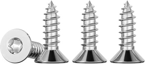 Drenky Tornillos Para Madera Acero Inoxidable 304 Autorroscantes Cabeza Plana M5 X 12 Rosca Completa, Con Cabeza Avellanada, Plata, Universales Roscachapas, 50 Piezas, TX25