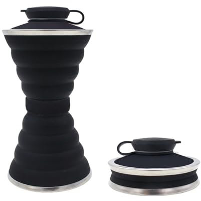 CUAJHNPX gobelet Pliable Pliant Water Cup Travel Sports Bottle Outdoor Cup-Noir + Noir-500 ML