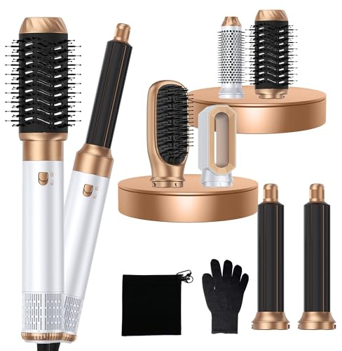 Pro Hairstyler 6 in 1 Airstyler MogaWave 1000W Haartrockner für Schnelltrocknend, Multi Haarstyler mit Rundbürstenföhn Warmluftbürste Föhnbürste Automatischer Luft-Lockenstab, Volumenbürste