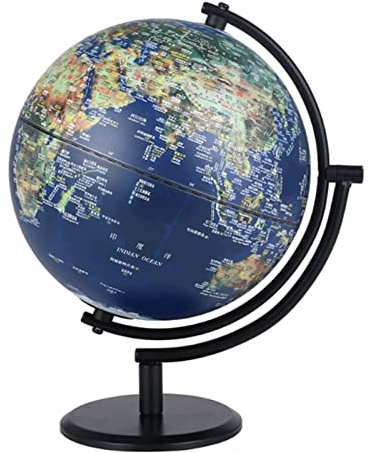 YHEIANJ Globo terráqueo Iluminado de 8 Pulgadas con rotación de 720° y Soporte de Metal, Ideal para la educación.，Blue
