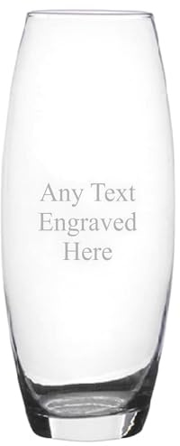 [Custom] Personalised Engraved Any Text Large Bullet Glass Vase 26cm Tall Wedding Birthday