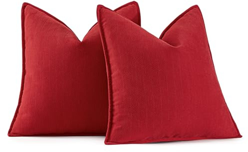 MIULEE 2er Kissenbezug 40x40 Rot Chenille Kissenhülle zierkissen | Weiche Kissenbezüge Sofakissen dekokissen zierkissen Elegantes Design für Couch Sofa Wohnzimmer