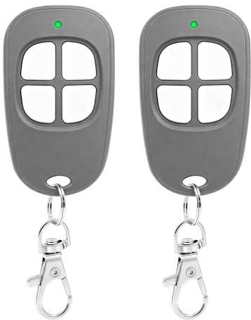 AAM0049 - Set di 2 telecomandi per cancello da garage a 4 canali, 433,92 MHz, compatibile con SCS motorizzazione cancello e porta del garage (grigio)